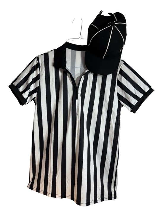 Other - Referee Striped Collared Shirt & Hat Unisex Short Sleeve Size Small